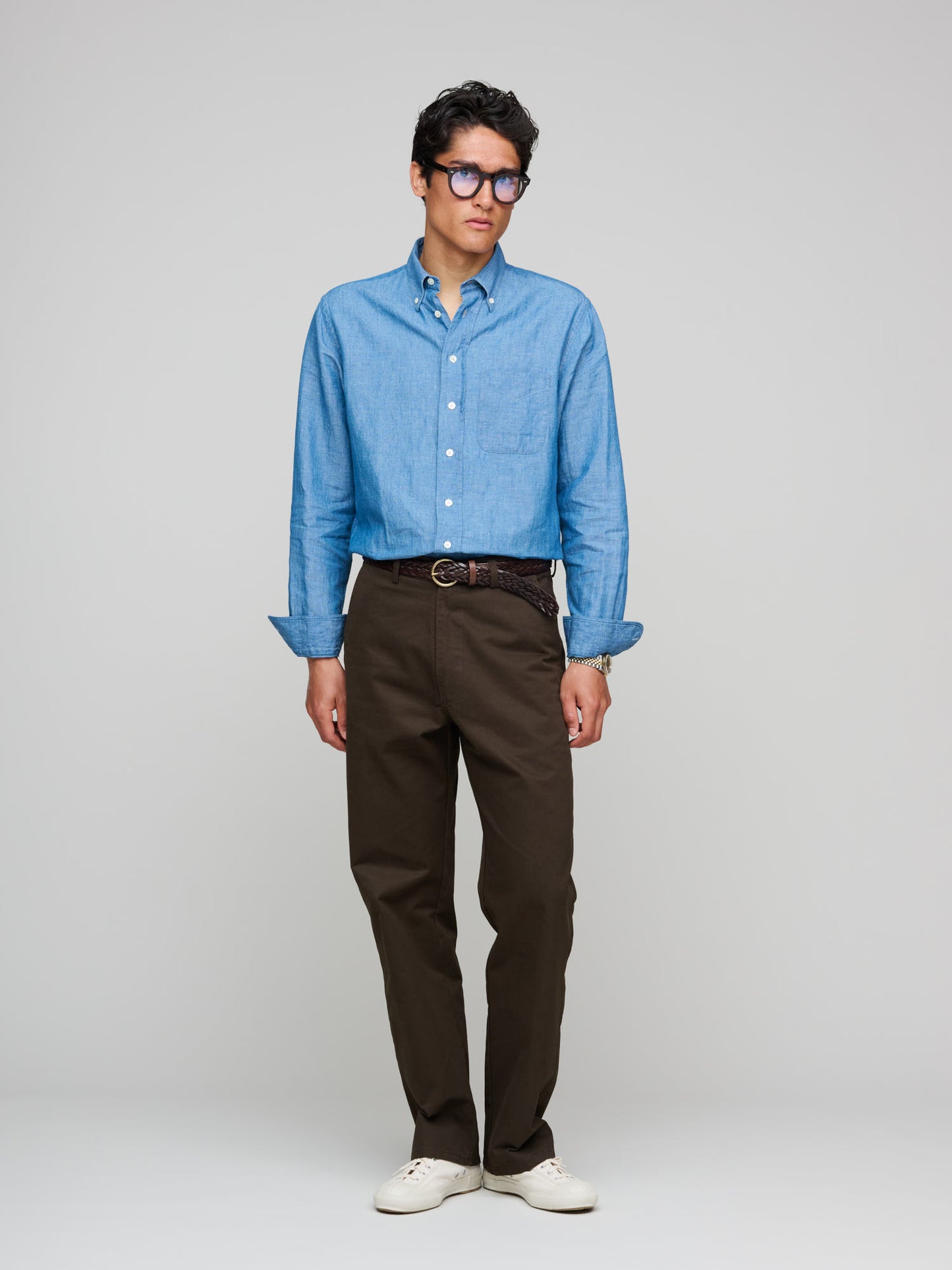 American BD Cotton/Linen Shirt, Premium Japanese Chambray