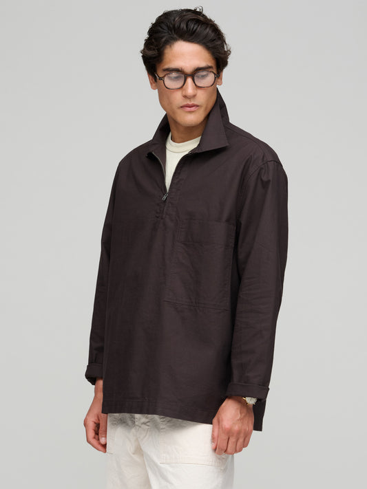 Long Sleeve Half Zip Pull On Shirt, Earth