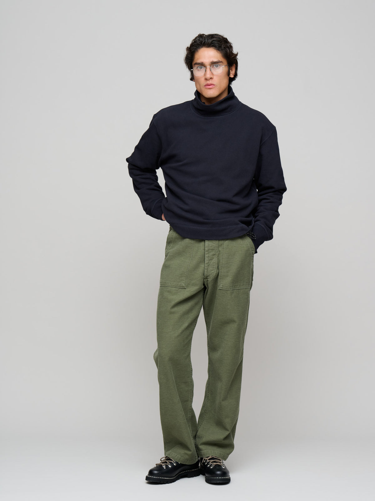 High Neck Sweatshirt Lightweight Loopback, Midnight