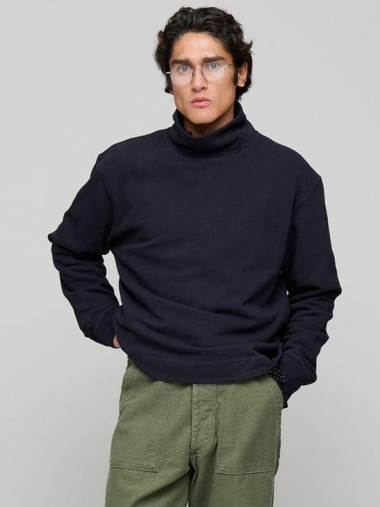 High Neck Sweatshirt Lightweight Loopback, Midnight