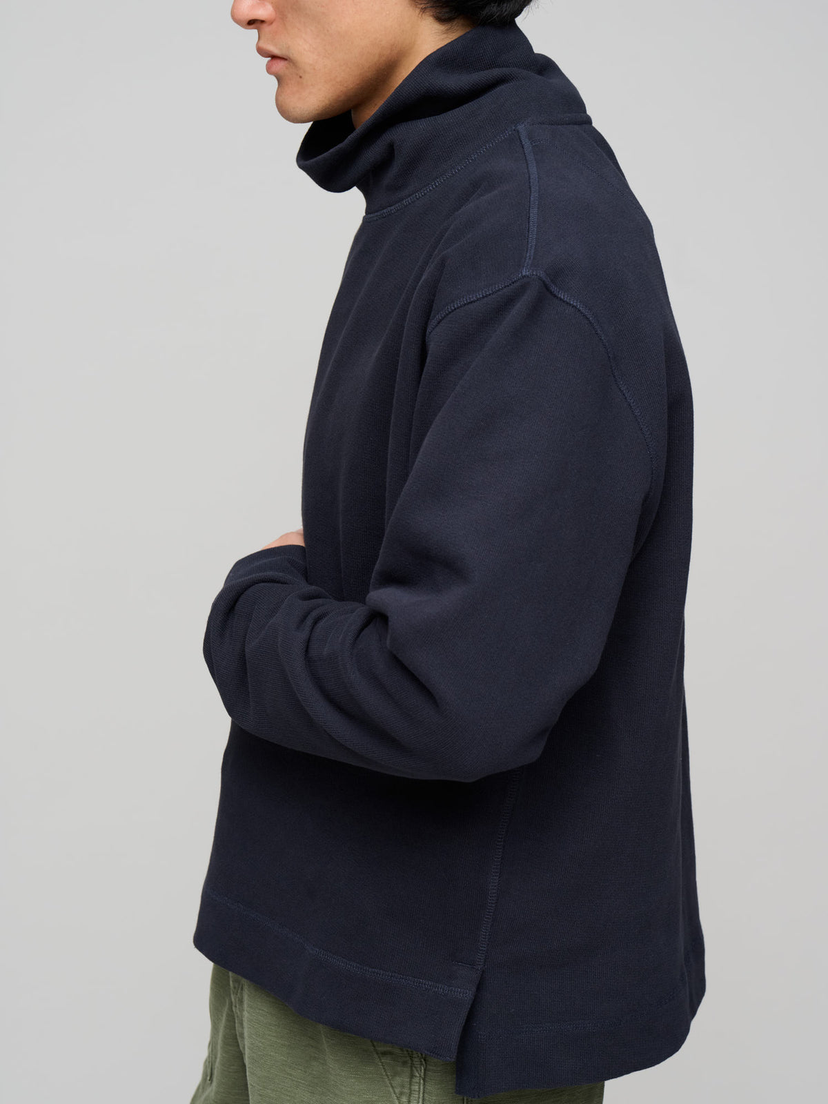 High Neck Sweatshirt Lightweight Loopback, Midnight