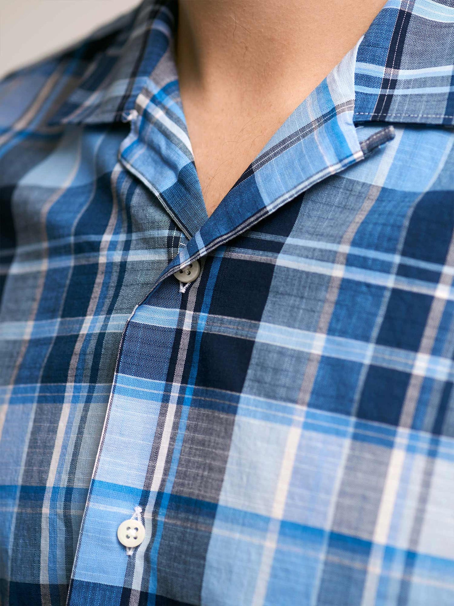 Short Sleeve Madras Shirt, Blue