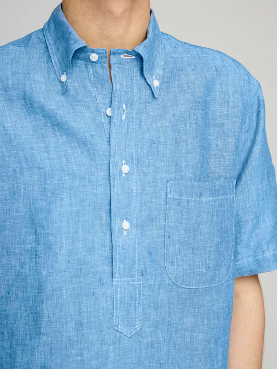 Linen Popover Shirt, Blue Chambray – Goods