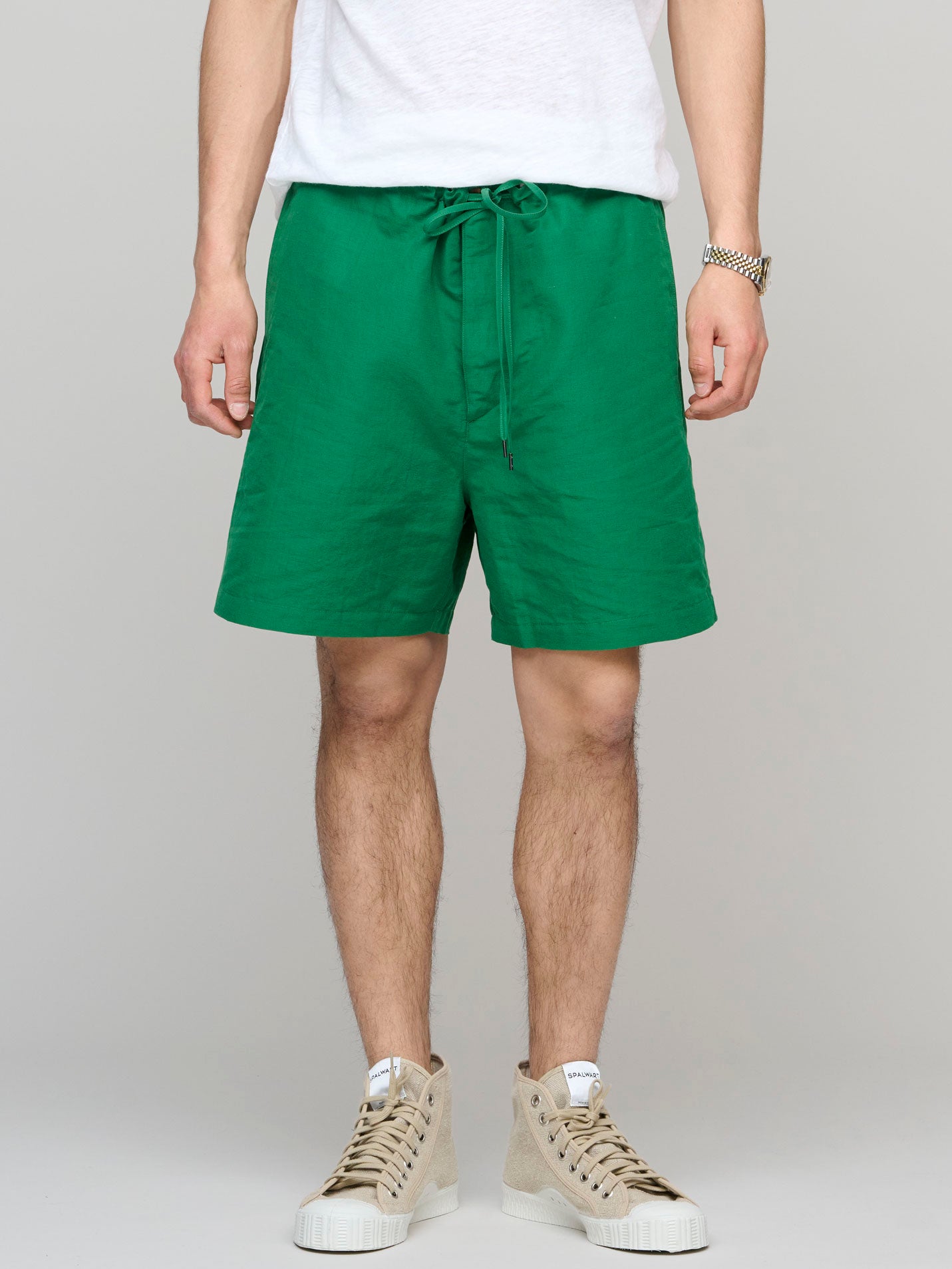 High Density Finx Linen Weather Easy Shorts, Green