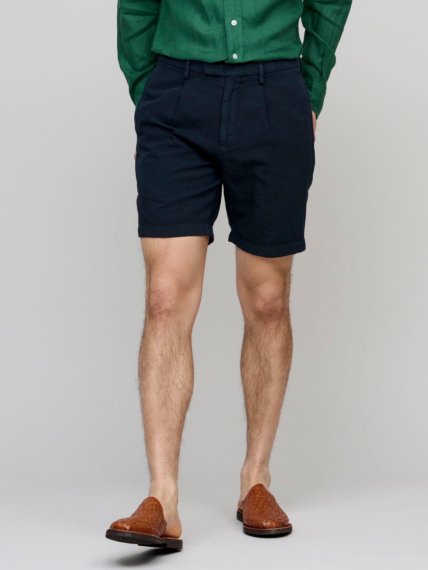 Cotton Linen Shorts, Navy