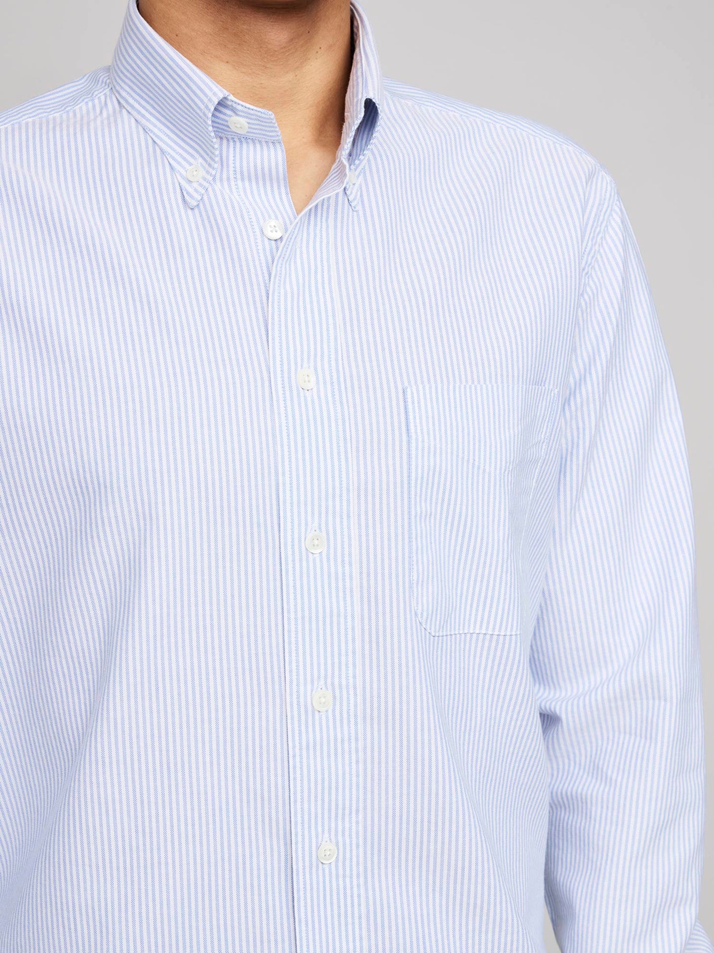 American BD Oxford Shirt, Blue/White Stripe